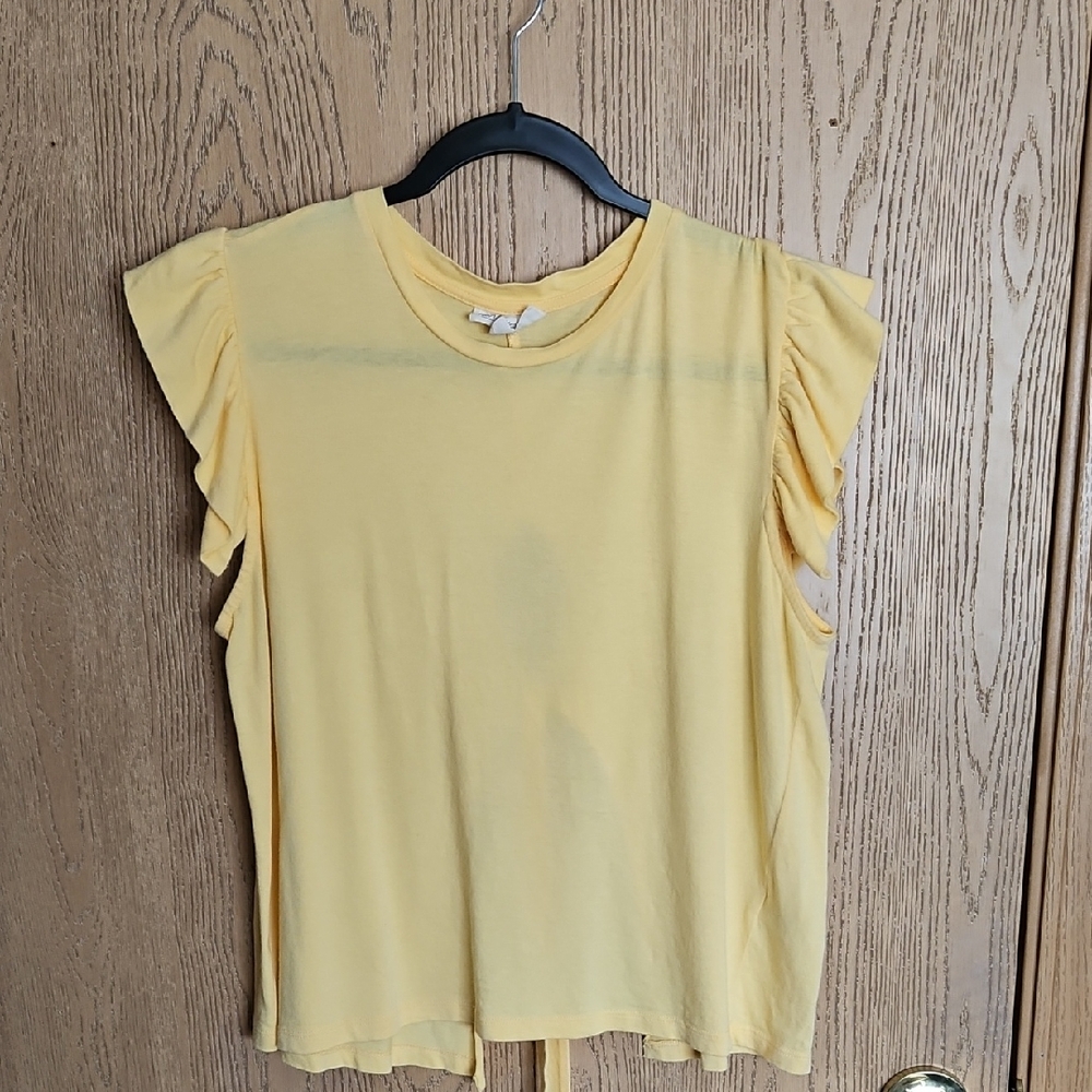 Harlow Grey Yellow Ruffle Sleeve Women's Top